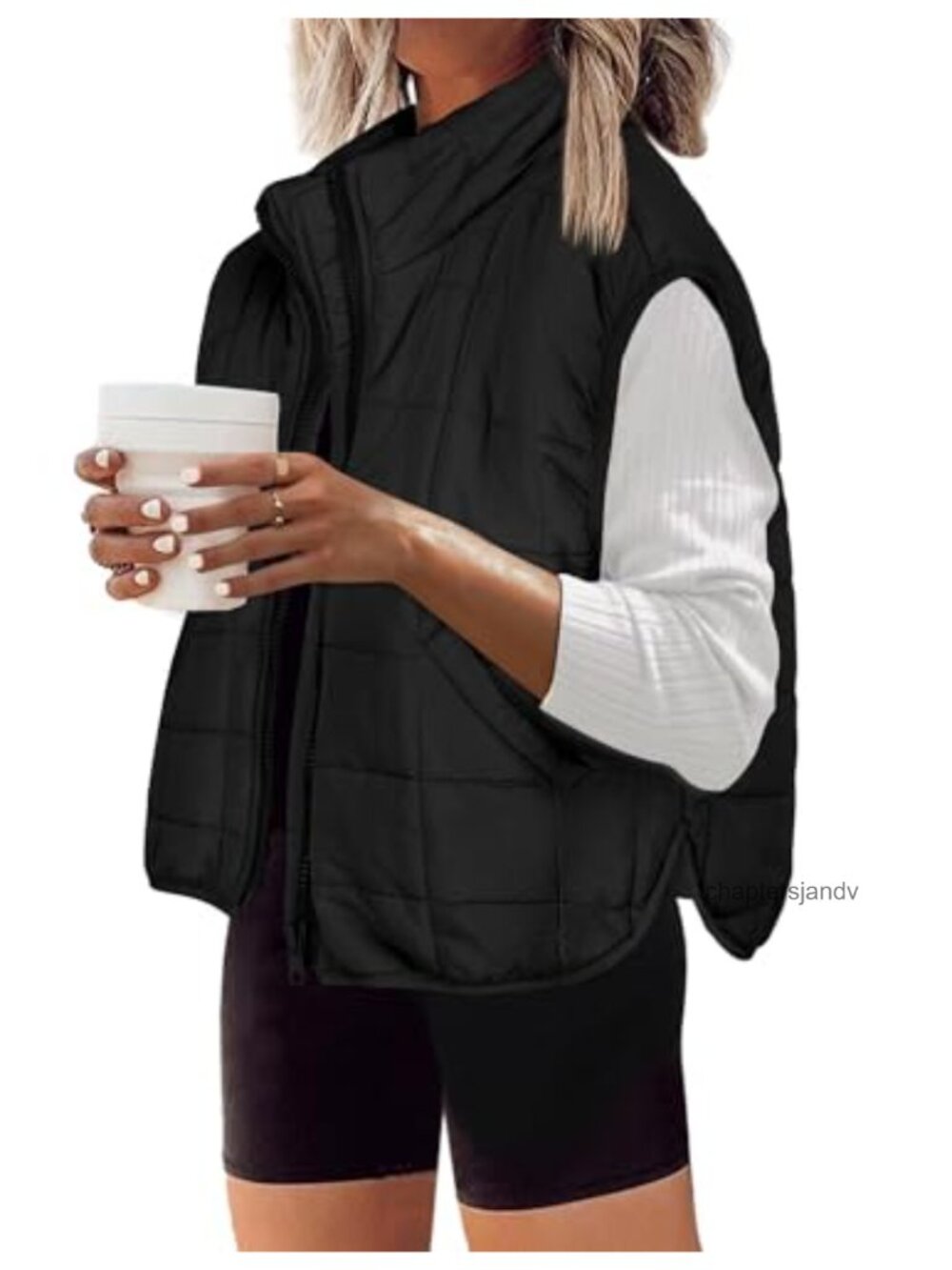 Womens Quilted Puffer Vest Sleeveless Zip Up Outerwear